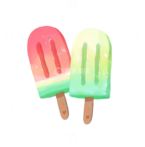 源文件下载【趣麦麦图】-手绘水彩夏至冰棍清凉西瓜薄荷甜品小清新