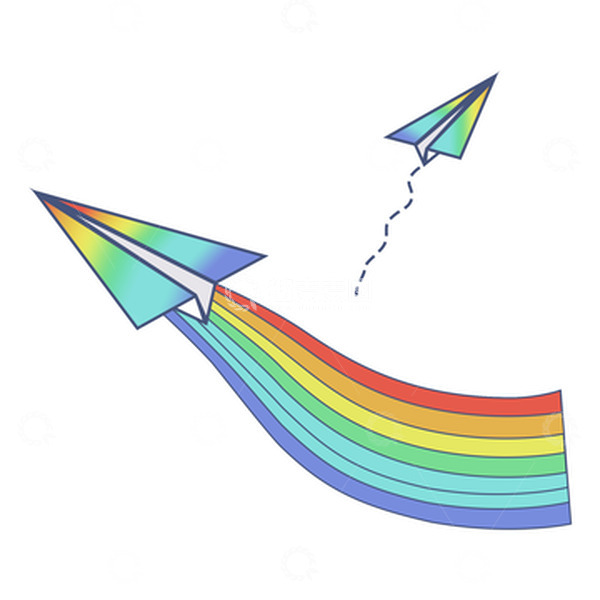 源文件下载【趣麦麦图】-彩色小清新卡通彩虹纸飞机毕业季手绘图