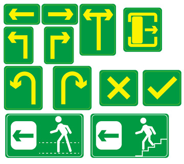 蓝色矢量安全提示整套箭头