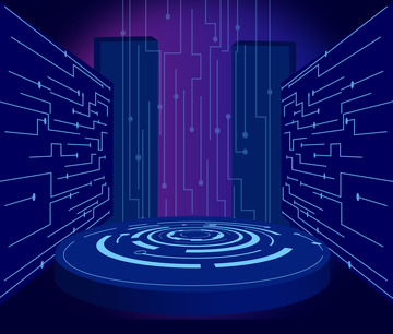 蓝色科技感舞台背景素材