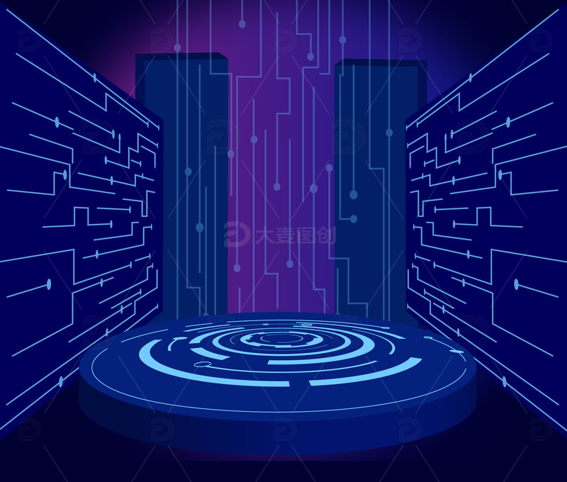 源文件下载【趣麦麦图】蓝色科技感舞台背景素材