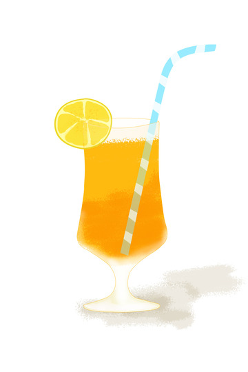 橙汁果汁手绘卡通杯子元素夏日饮品