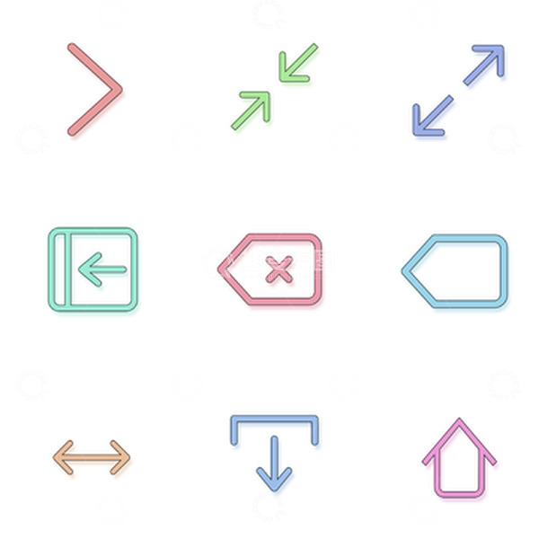 源文件下载【趣麦麦图】箭头下载方向指向返回上传图标标签