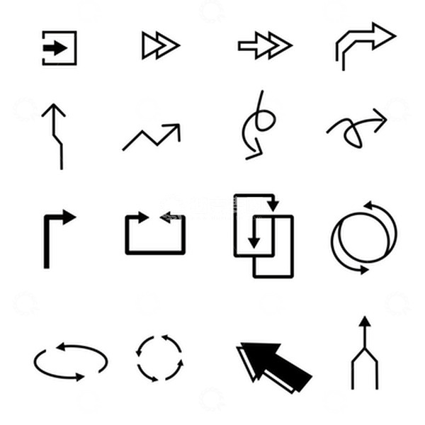 源文件下载【趣麦麦图】简约黑色方向标志箭头