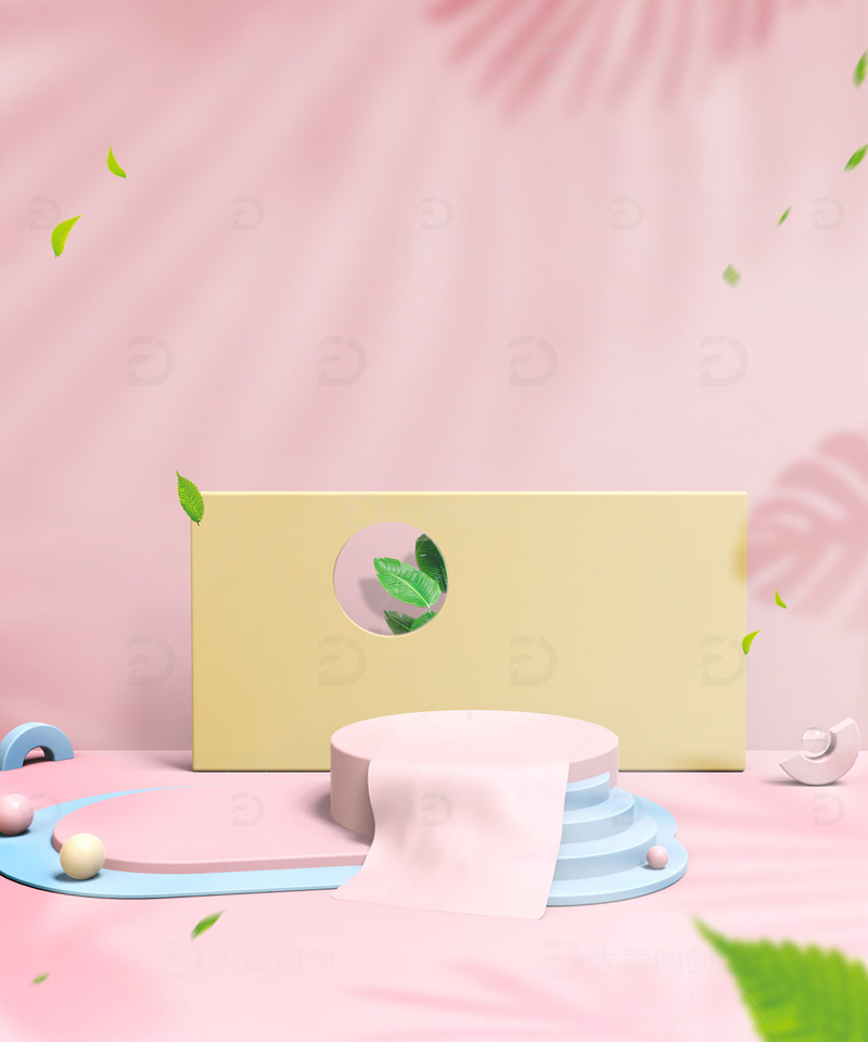 粉色简约C4D电商活动促销场景背景