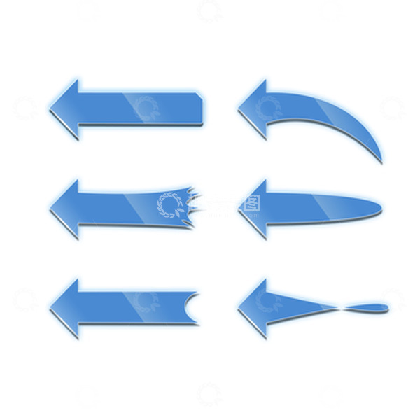 源文件下载【趣麦麦图】箭头蓝色箭头玻璃质感弯曲镜面科技风