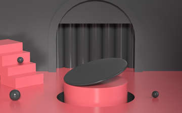 黑红色C4D场景促销海报活动节日背景