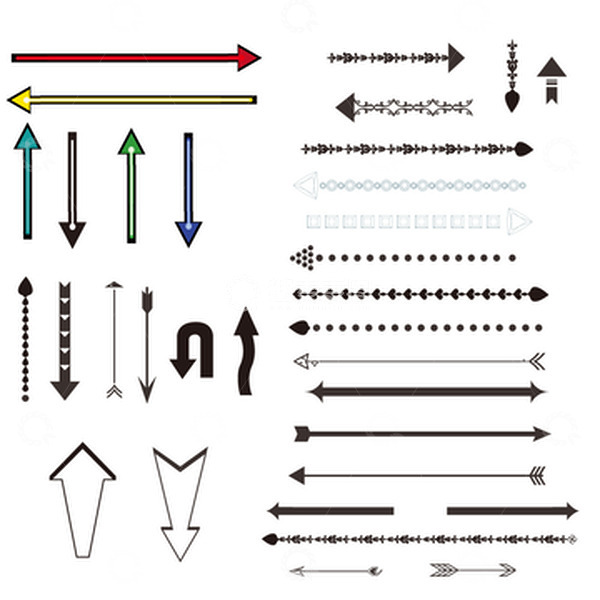 源文件下载【趣麦麦图】-黑色简约手绘箭头素材
