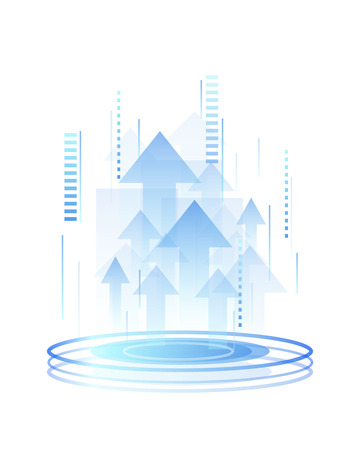 科技舞台科幻箭头上升发展汇报插画