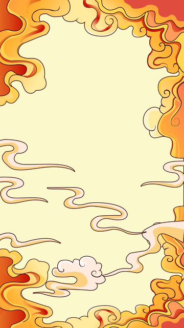 金色国潮手绘祥云背景