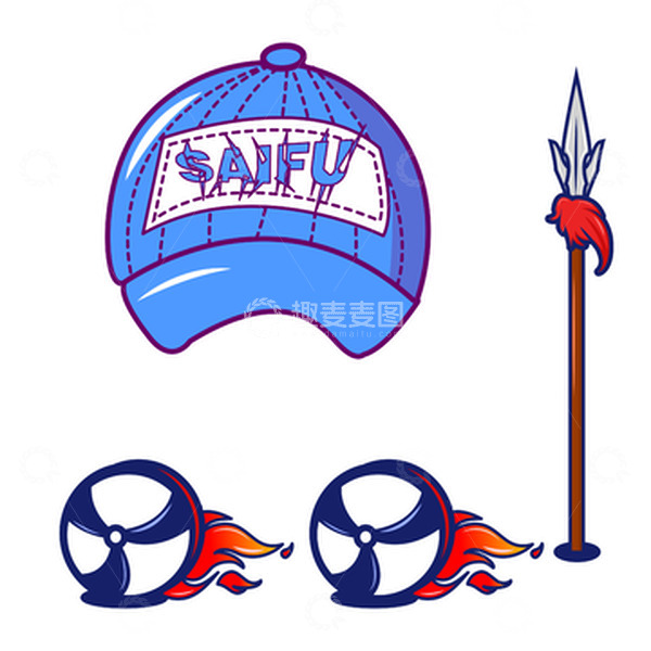 源文件下载【趣麦麦图】潮流帽子火尖枪风火轮