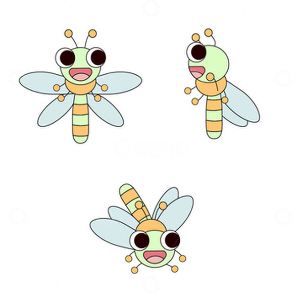 源文件下载【趣麦麦图】绿色夏季凉爽可爱蜻蜓夏至矢量图素材