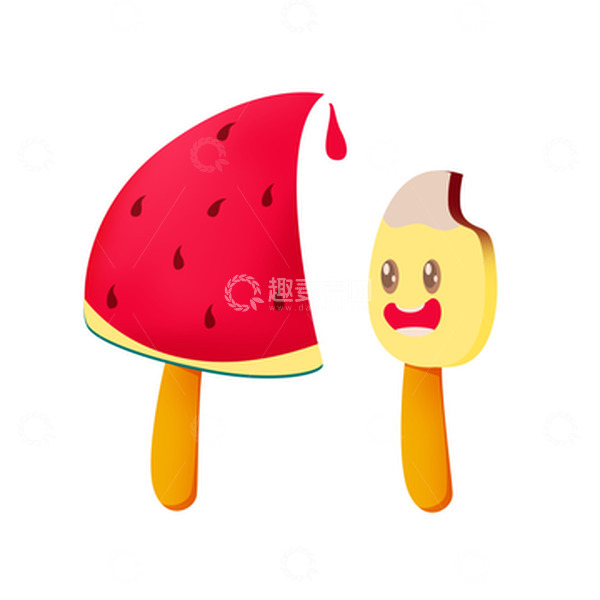 源文件下载【趣麦麦图】-夏日西瓜冰淇淋可爱手绘夏至凉爽
