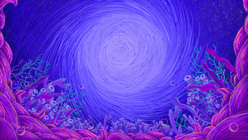 蓝色夏至海洋清凉线圈手绘背景