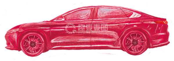 源文件下载【趣麦麦图】红色线圈插画车