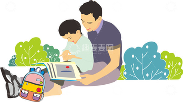 源文件下载【趣麦麦图】彩色手绘父子时光父亲节插画
