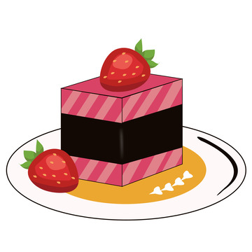 粉色草莓蛋糕甜点卡通素材