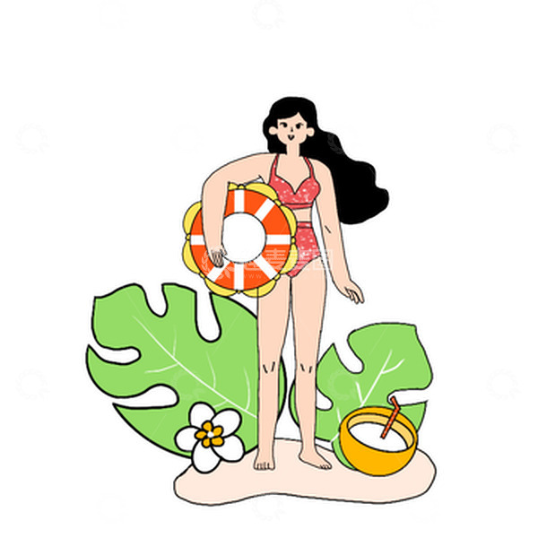 源文件下载【趣麦麦图】夏日小清新游泳女孩