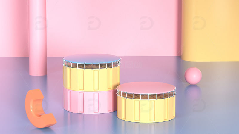 源文件下载【趣麦麦图】C4D母婴玩具电商背景小场景搭建活动促销