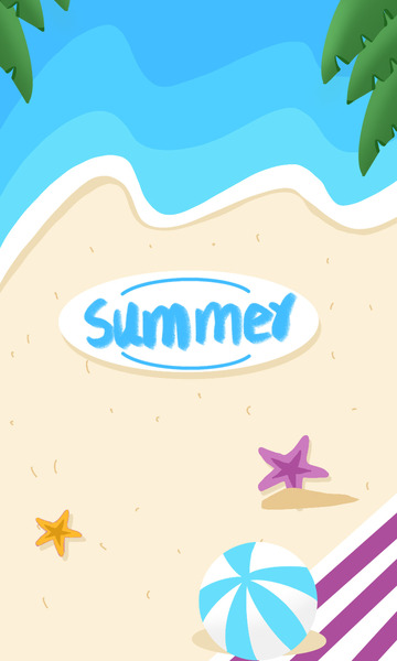 蓝色小清新夏日海边背景