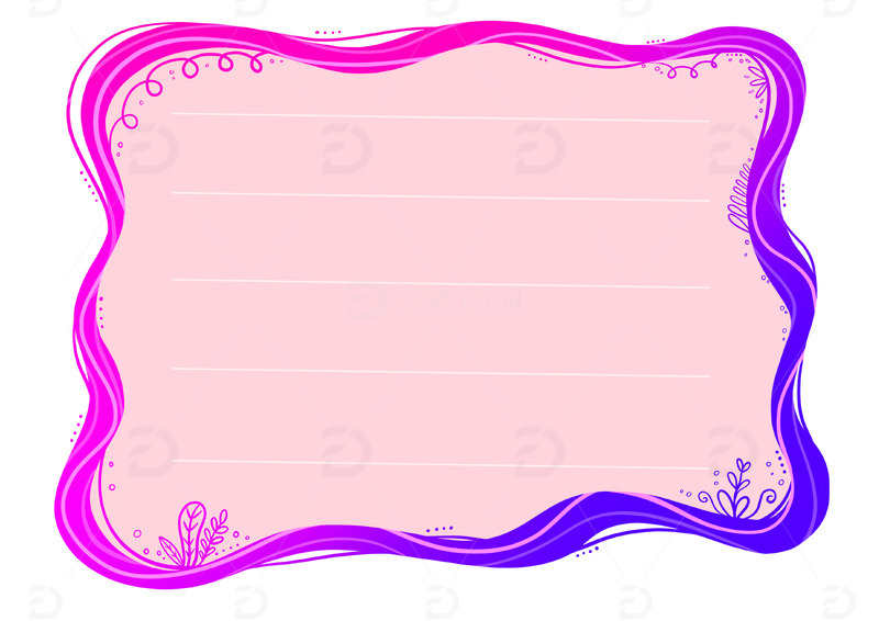 源文件下载【趣麦麦图】多彩绚丽渐变手绘手账边框