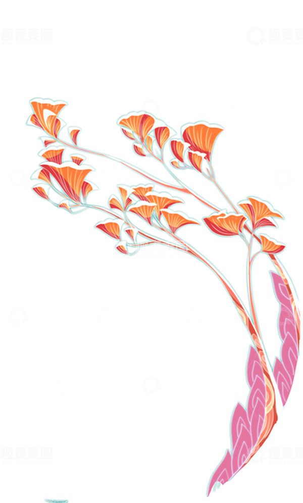 源文件下载【趣麦麦图】秋天 国潮 银杏树叶 手绘