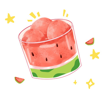 夏季西瓜汁果汁饮品雪糕杯清凉夏至手绘元素