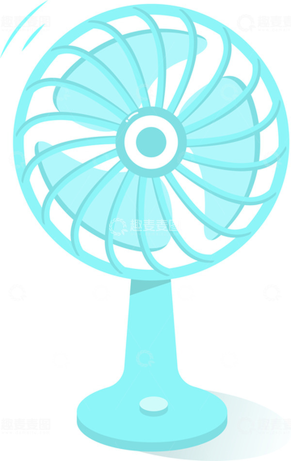夏日扁平风小风扇矢量