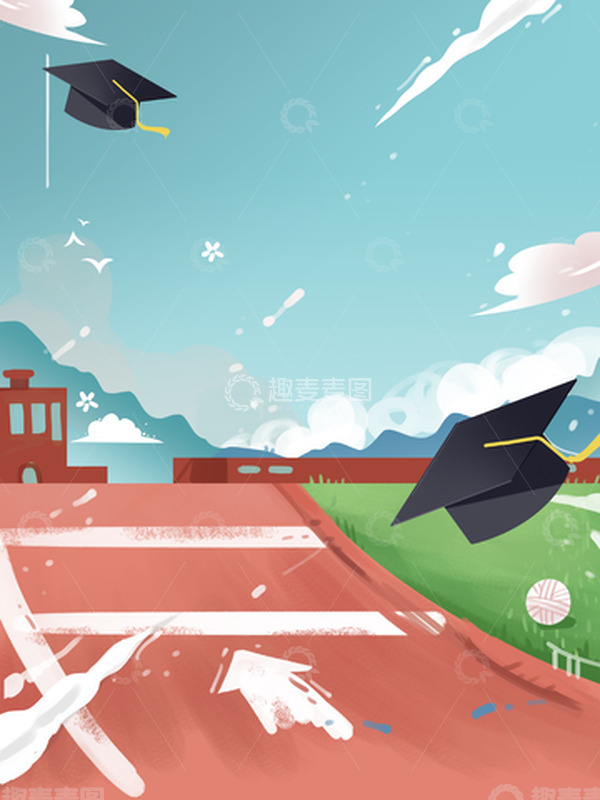 毕业校园飞舞的学士帽