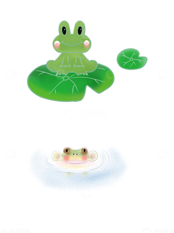 源文件下载【趣麦麦图】绿色荷叶青蛙夏至手绘图