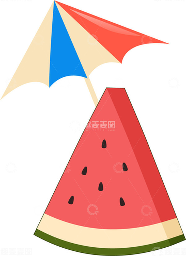 源文件下载【趣麦麦图】夏天西瓜夏至雨伞矢量元素