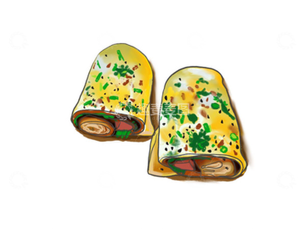 源文件下载【趣麦麦图】黄色  手绘 杂粮煎饼 美味小吃 美食