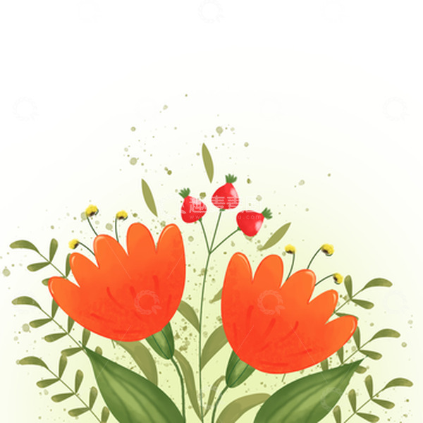 源文件下载【趣麦麦图】橘色花朵夏季手绘植物春天装饰素材