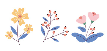 小清新ins童趣花朵植物装饰手绘贴纸