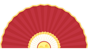 国潮风装饰红色扇子中国风