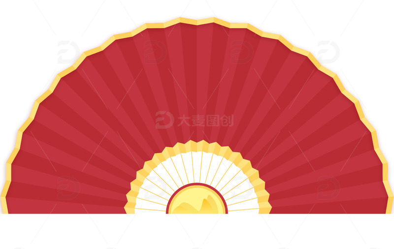 国潮风装饰红色扇子中国风