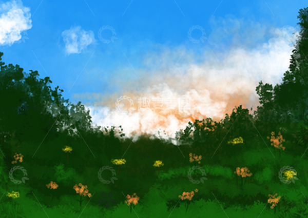 源文件下载【趣麦麦图】油画肌理感小清新风景图