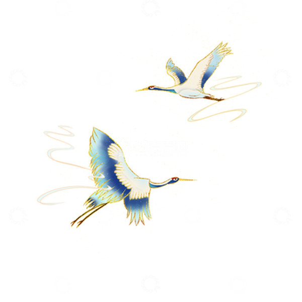 源文件下载【趣麦麦图】-国潮中国风仙鹤祥云