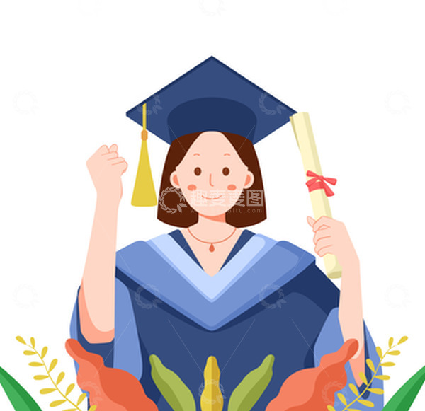 源文件下载【趣麦麦图】毕业生大学生学士服加油青春季毕业季人物