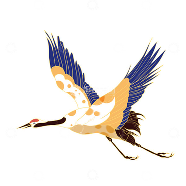 源文件下载【趣麦麦图】中国风丹顶鹤飞鸟手绘元素