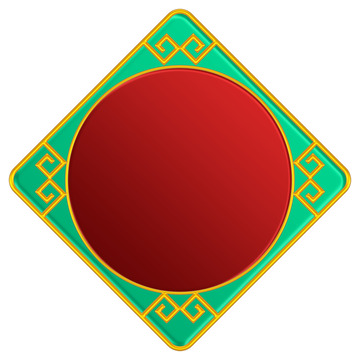 中式浮雕金边国潮风菱形边框