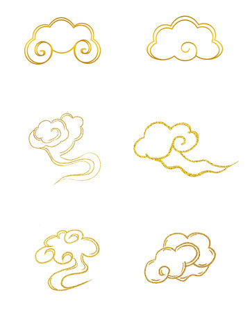 金色复古金属质地祥云国潮手绘图