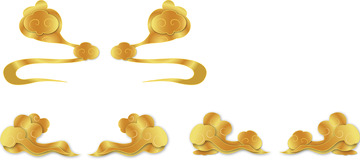 纯矢量金色传统立体国风祥云