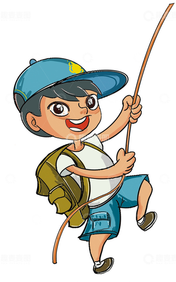 源文件下载【趣麦麦图】-卡通手绘户外运动背包小男孩