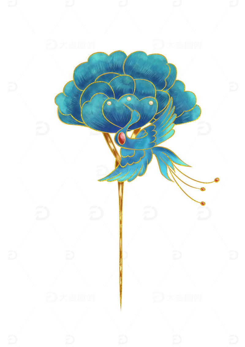 源文件下载【趣麦麦图】国潮国风凤凰小鸟发饰