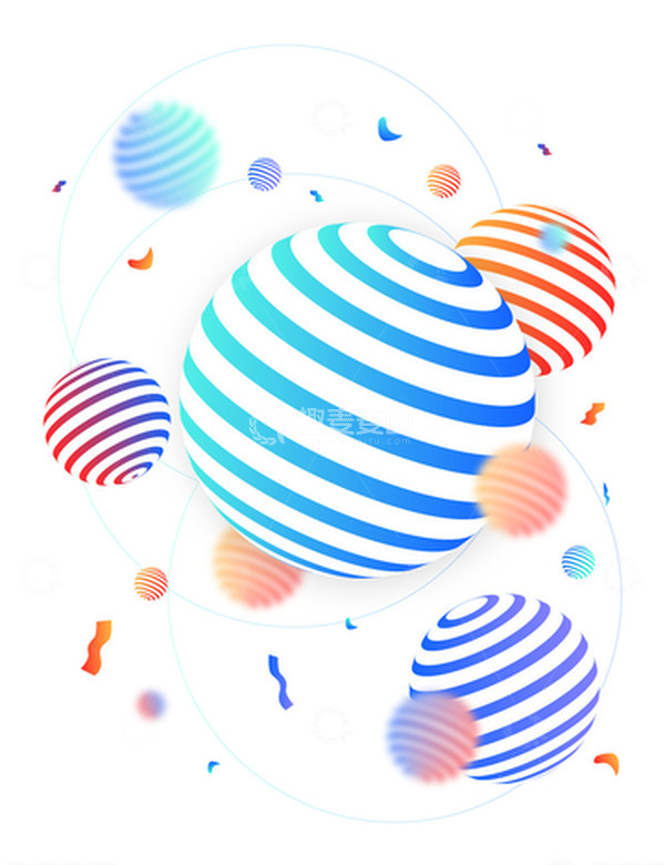 源文件下载【趣麦麦图】科技圆形球体礼花节日庆典装饰插画