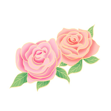 金边玫瑰花元素