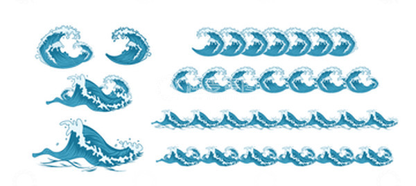 源文件下载【趣麦麦图】手绘国潮浪花多形态