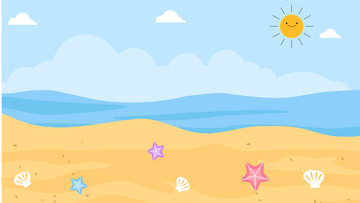 夏日小清新海边沙滩插画