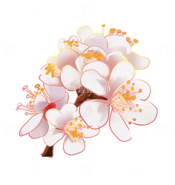 源文件下载【趣麦麦图】-中国风国潮梅花樱花植物花卉复古手绘元素
